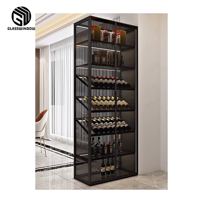 Aluminum Frame Glass High Quality Modern Wine Cabinet Bar Living Room Furniture Gold Gold Cabinet for Master Bedroom