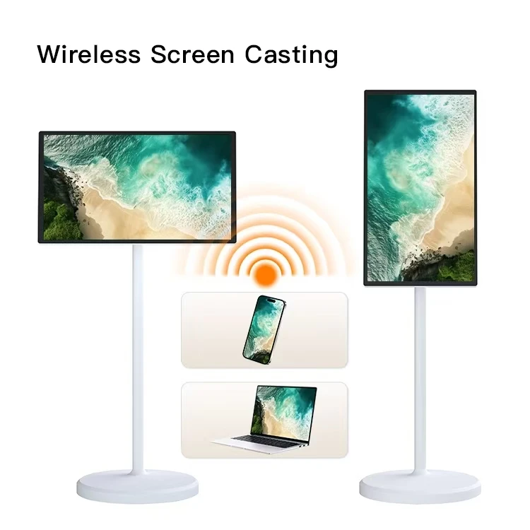 27/32 Inch Retractable Rolling TV | 1080P Android 13 Smart Monitor with Wheels