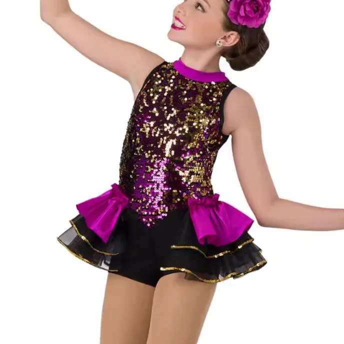 Girls dance costumes adult Sexy sequin dance leotard kids ballet competition unitard ballet costumes