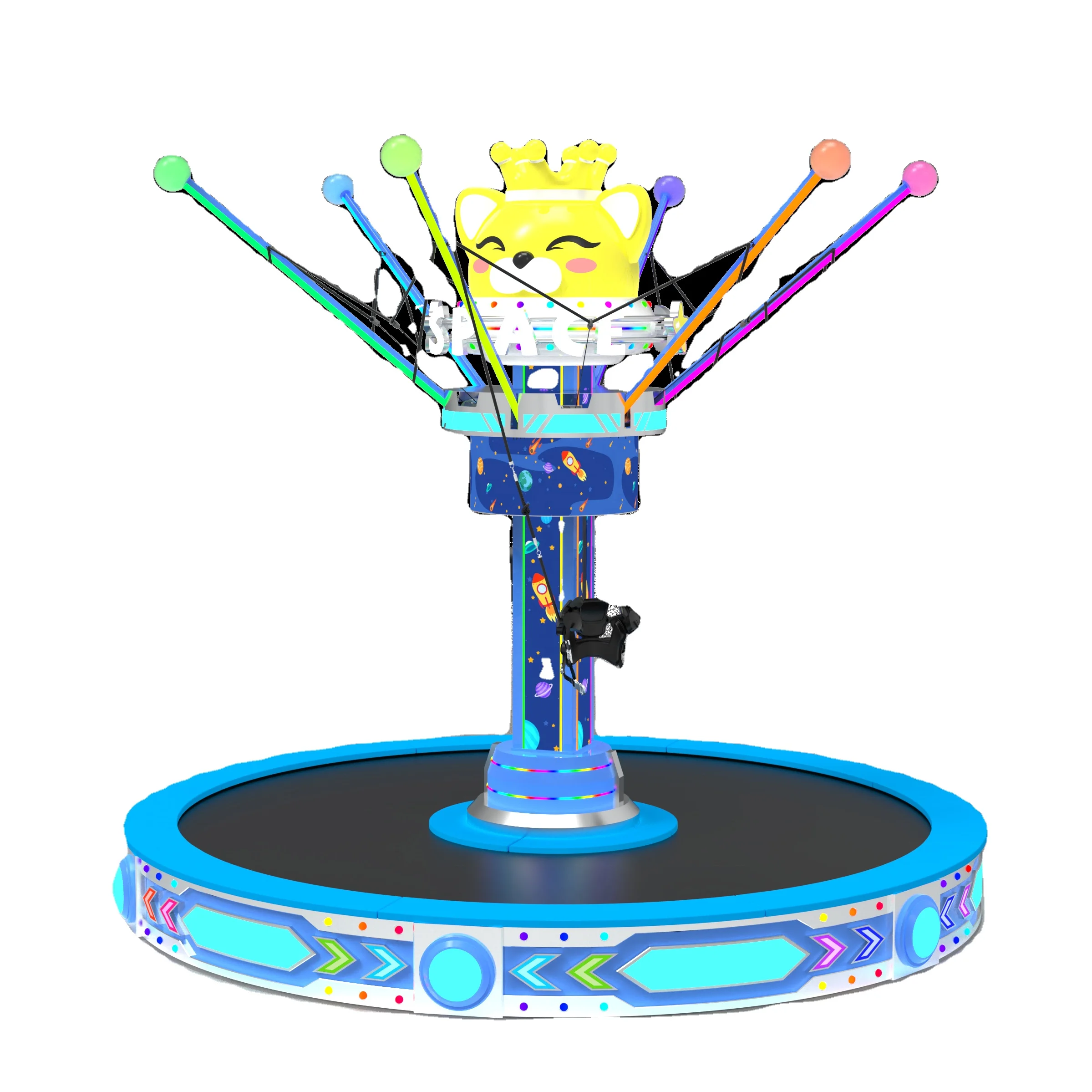 Adventure Playground Amusement Park Equipment Bungee Giratorio Attraction Rides Rotating Bungee Jumping Trampoline For Sale