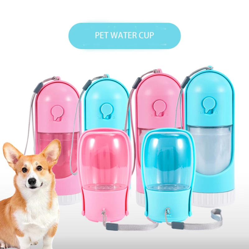 Factory Custom Logo Plastic Travel Drink Feeder Portable 2 In 1 Pet Dog Water Food Bottle For Dog