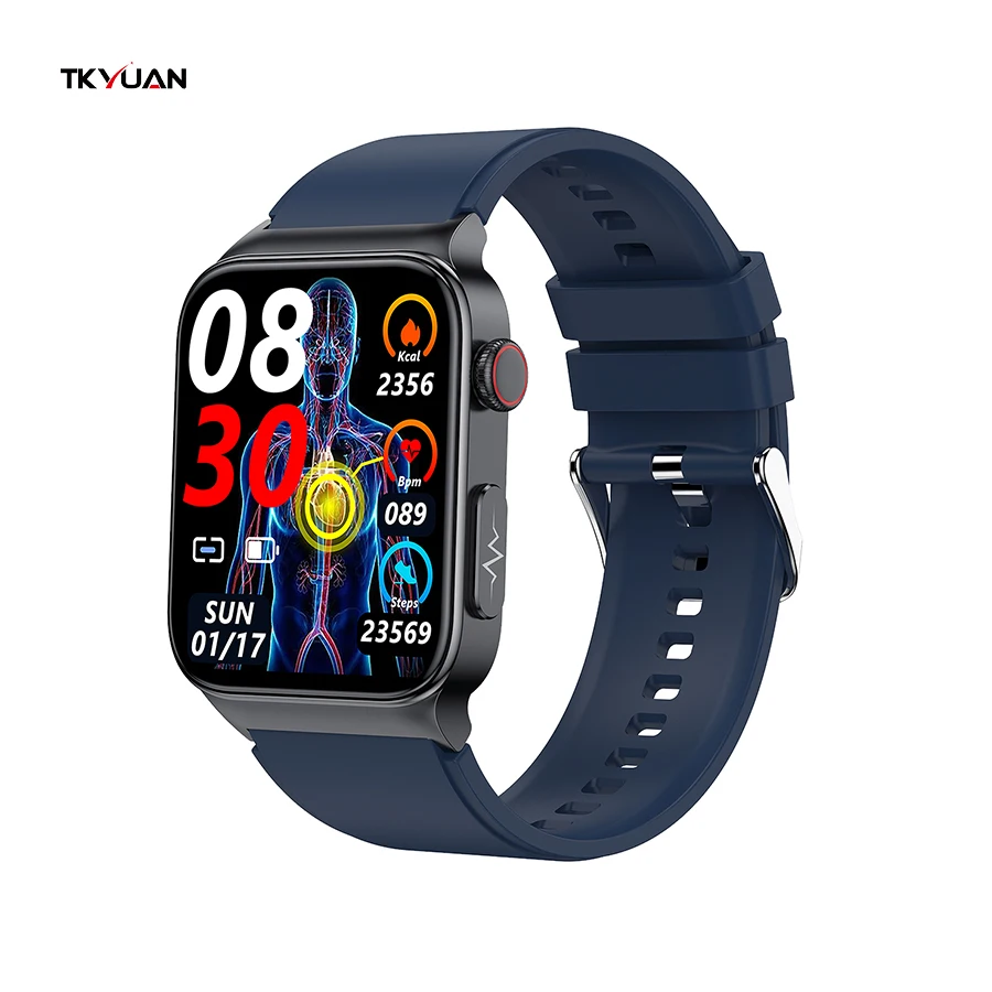 TKYUAN 2022 E500 Sport Smart Watch Electrocardiogram Temperature Blood Oxygen Sleep Monitoring Blood Glucose ECG PPG Smart Watch