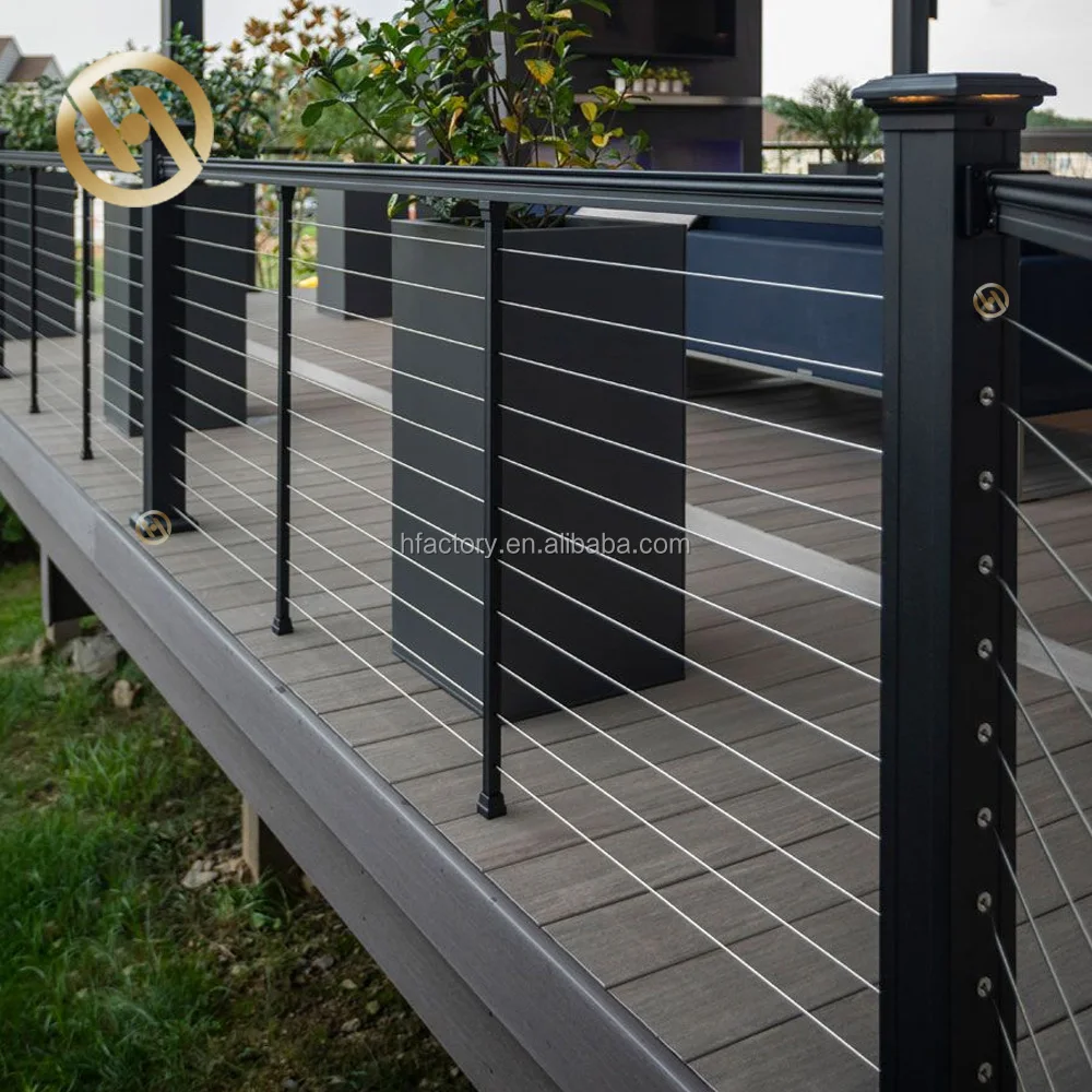 HJ   Factory Wholesales Balustrade Stainless Steel Handrail Stair Railing Baluster Systems Staircase Railing Cable Railing