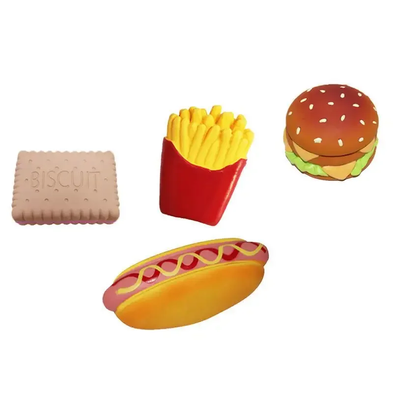 Wholesale Custom Fast Food Soft Stuffed  Dog Toys Squeaky Pet Toy Hamburger French Fries Dog Toy