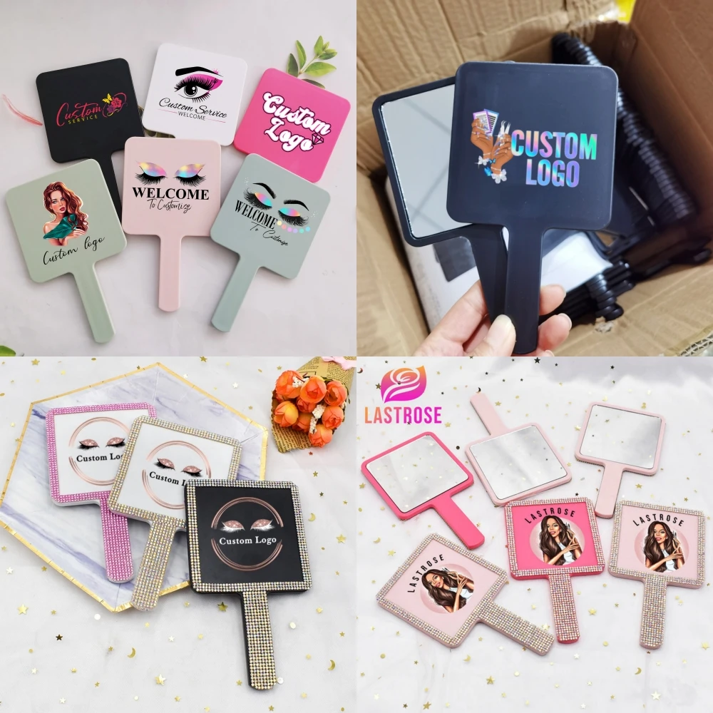 Square handheld mirror wholesale mini mirror cosmetic private label lash mirrors vendor