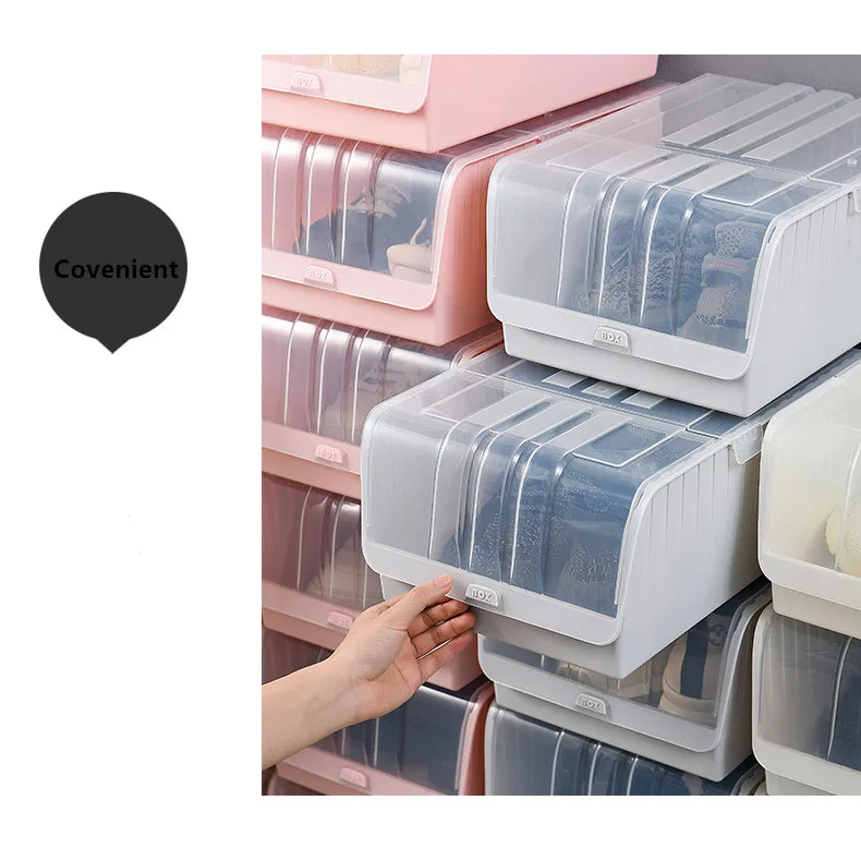 transparent stackable plastic shoe box shoe storage with flip lid