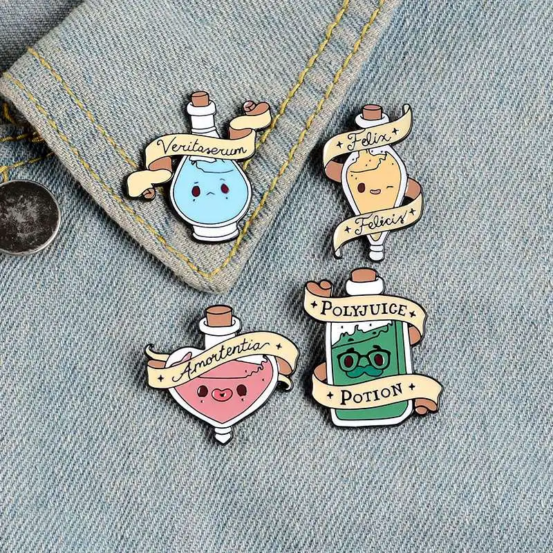 Magic Love Potions Test Tube Pins Custom Brooches Lapel Pin Shirt Bag Colorful Badge Lapel Pins