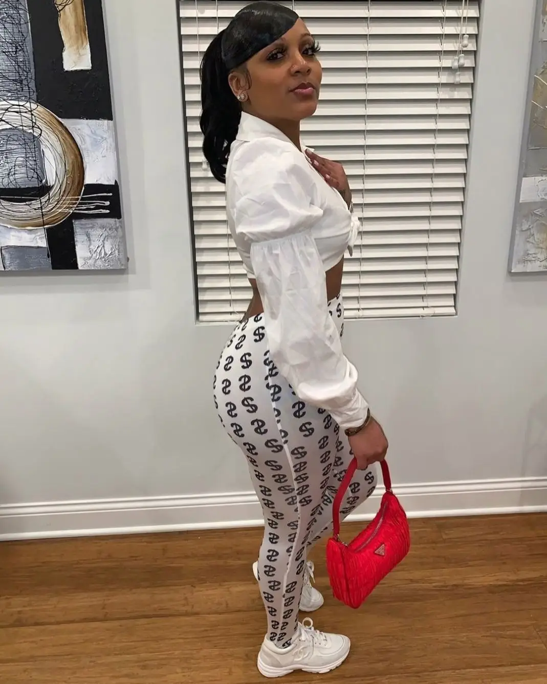 
2021 Fashion dollar sign overall print stocking foot pants fitness feminine money womancasual elasti track pants tights leggings 