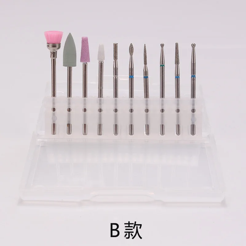 Tungsten Steel 10 Pieces Nail Drill Bits Set Diamond 3/32 Diameter Metal Carbide Nail Drill Bit