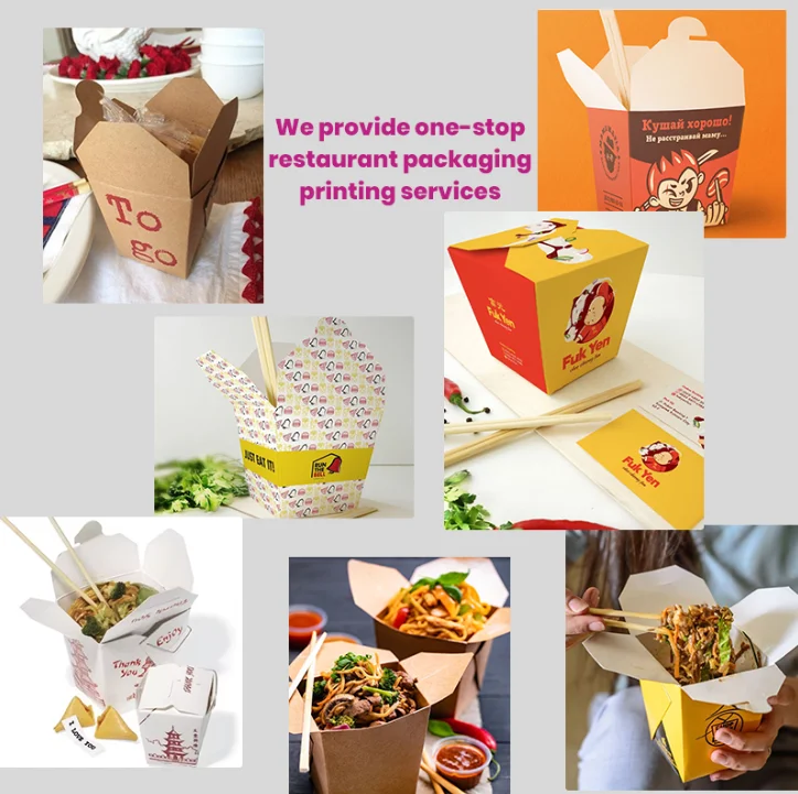 Printed Noodle Box Disposable salad Box Take Away Rice/Chicken Box High Quality Food Paper Packaging