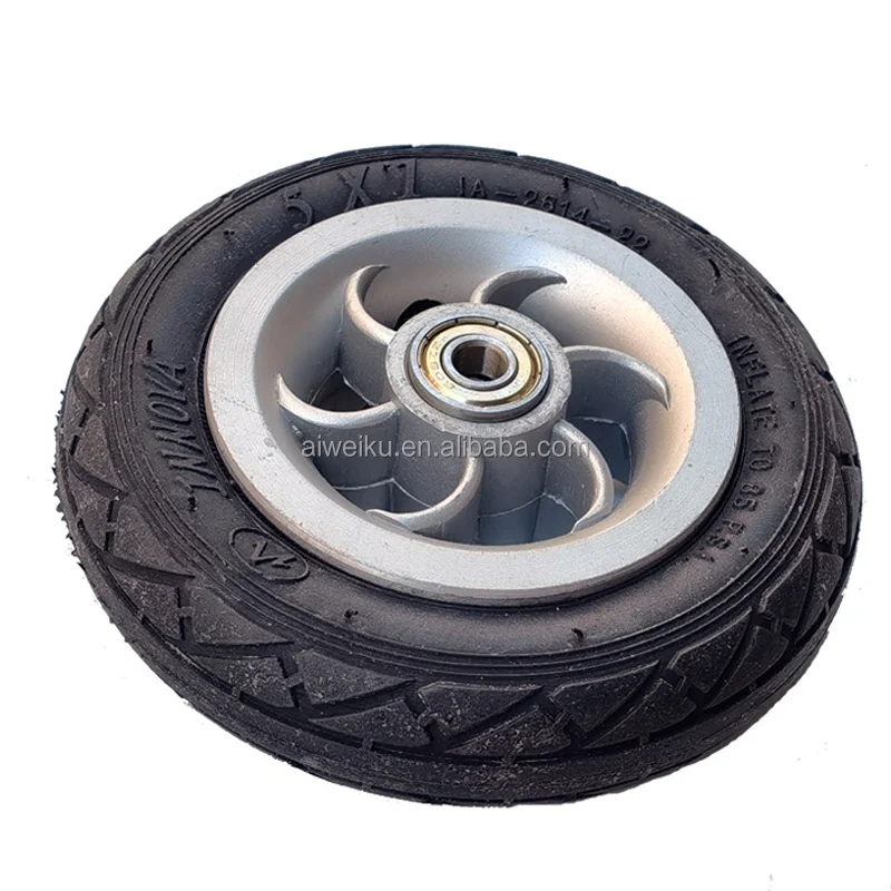 High Quality 5 inches Alloy Pneumatic tires  Rubber Rollerskiing Wheels with Bearings