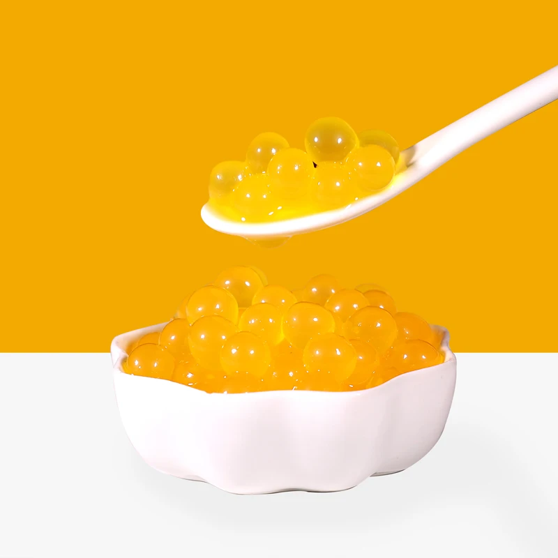Doking New Bubble tea ingredient Popping Peach pasion fruit  flavor exploding bobo fruit juice for bubble tea milk tea