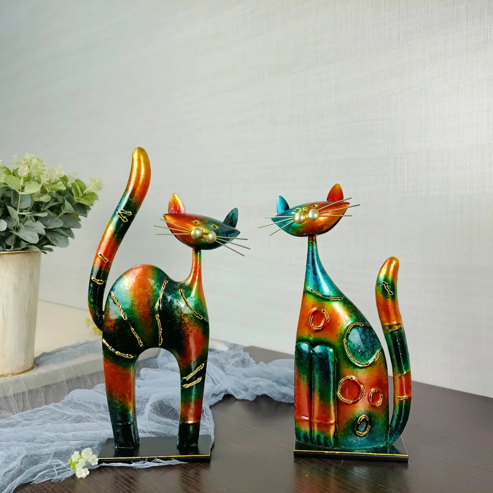 Wholesale Metal Iron Adorable Sitting Cat decor Kitchen decor Oil Painting Color Finish Sculpture
