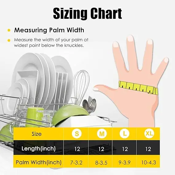 Blue yellow color reusable household use washing rubber latex work gloves kitchen for cleaning dishwashing hand gloves