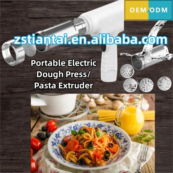 Fresh noodle pasta dough press portable type electric pasta and noodle maker rechargeable lithium ion cell pasta extruder