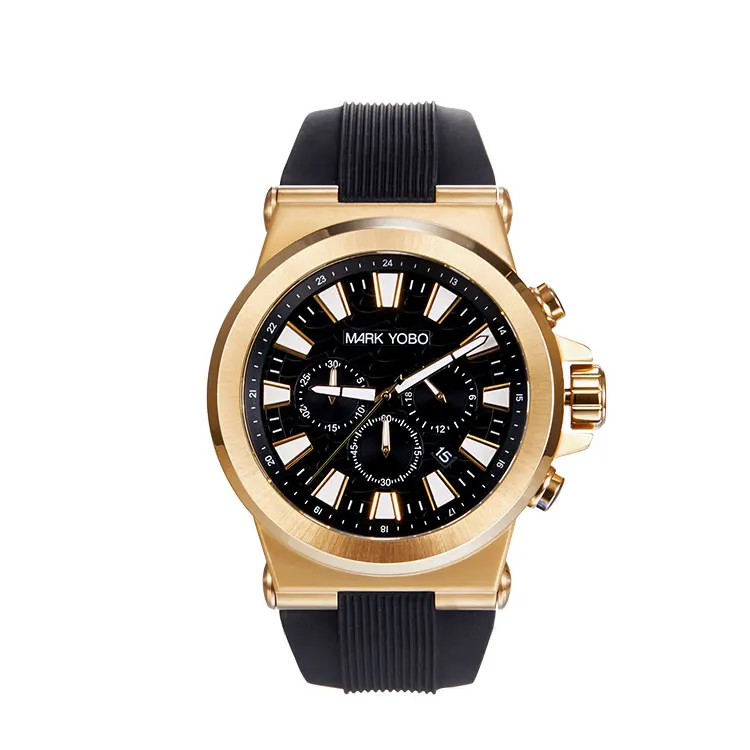 Luxury Brand Chronograph Mens Wristwatch 10ATM Waterproof Stainless Steel Case Sport Silicone Strap Watches
