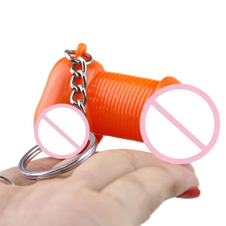 Orange Dildo Design Plastic Penis Shape Toy Keychain Custom Make Plastic Orange Dildo Keychain