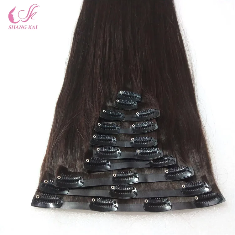 Factory Best Double Drawn 100% Human hair extensions invisible pu seamless clip in hair extension