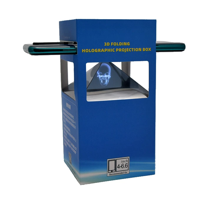 Custom logo 3D Holographic Display Pyramid Stands Projector  smartphone size 3d Hologram for Corporate  gift Product Display