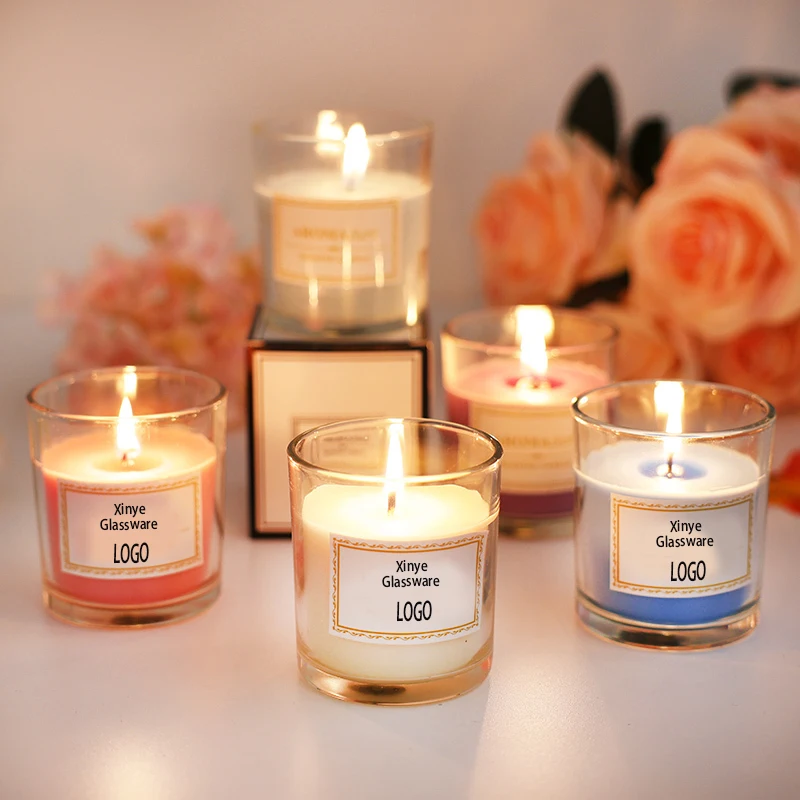 Luxury 6 oz Candle Jar With Wooden Lid Popular Customized 8 oz 10 oz Clear Candle Holder For Scented Candle