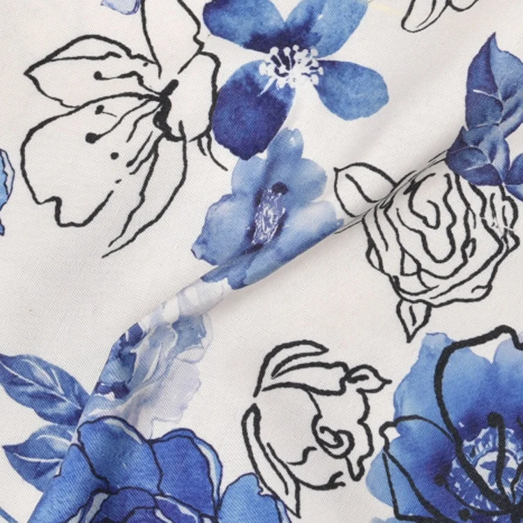 Delicate New Customized Cotton Linen Fabric Table Cloth Full Color Printing Custom Wholesale White Flower Table Cloth