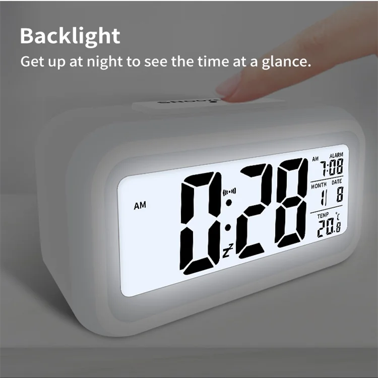 Digital LCD Alarm Clock with Indoor Temperature Display
