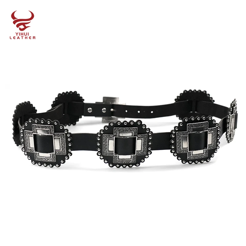 New Product Hip Hop Standard Large Cross on Belt Girls Metal Belt Buckle Black Gothic PU Leather Belt Women