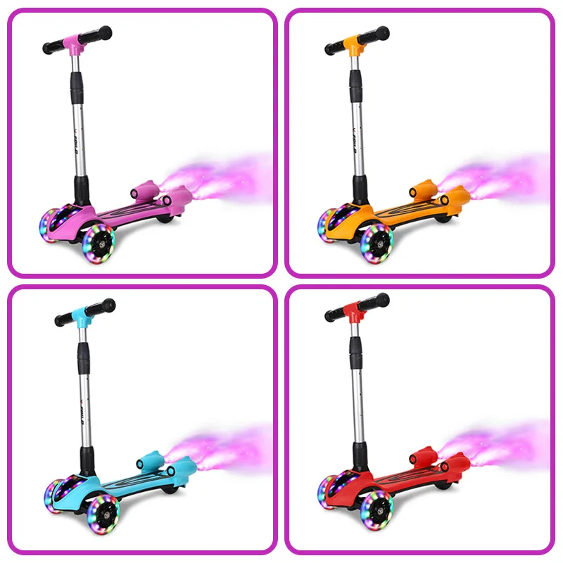 2 in 1 Kick Scooter with Removable Foldable Seat Great Adjustable Height Extra-Wide Deck PU Flashing 3 Wheels Kids Scooter