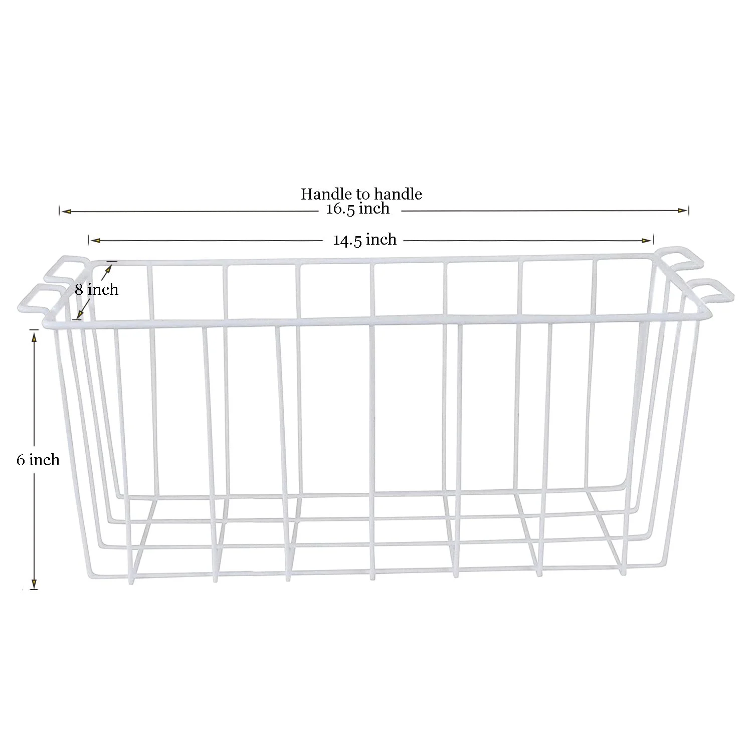 Kitchen Bathroom Freezer Pantry Metal Grid Basket Large Rectangular Iron Wire Basket Organizer
