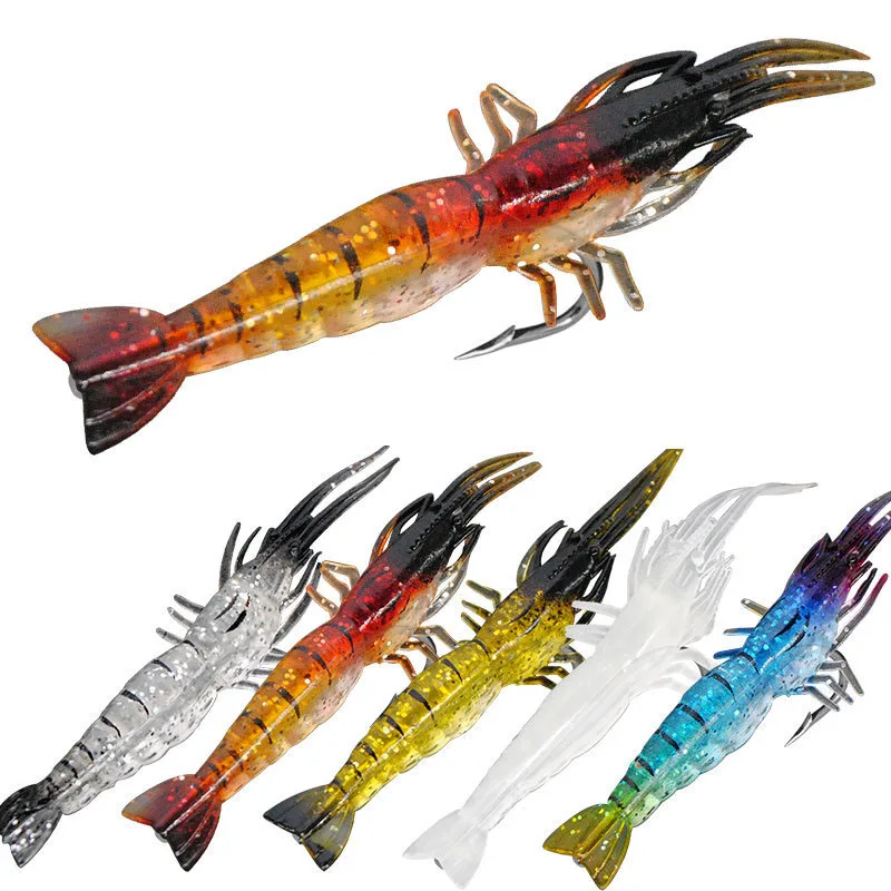 Super Attractive Fishing Lure Flat Clawed Biomimetic Shrimp Bait GJ20 9.5CM/3.4G Bait With Hook Glitter Inside Reflects Light