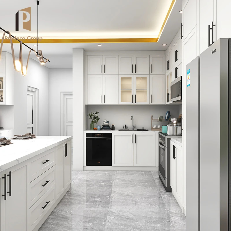 High End Rta American Style White Kitchen Cabinets Shaker Modern Full Melamine Kitchen Cupboards Cabinet Set