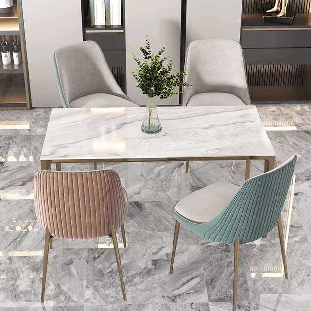 CERAWARM Natural Marble Designs Warm Table Top With Aluminum Legs Electric Heating Dinning Table