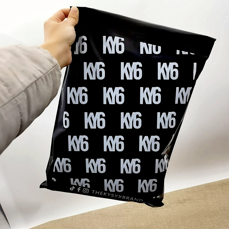 Matte black poly mailer plastic packing garment packaging bag custom print mailing envelope for clothes with logo