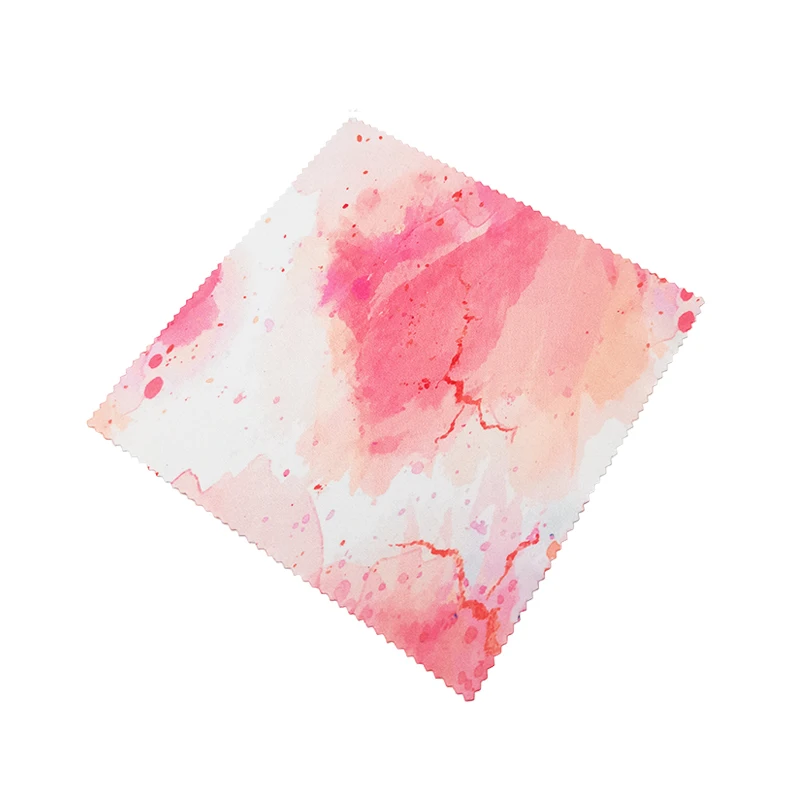 Custom Heat Transfer Printed Soft Microfiber Glasses Cleaning Cloth Sunglasses Wiping Cloth with Zigzag Edge