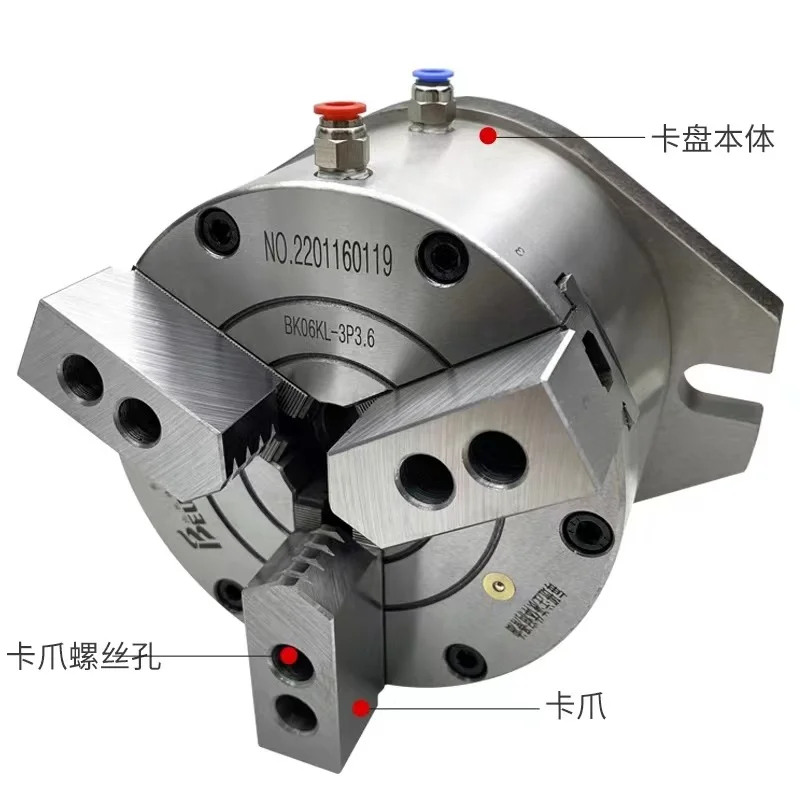 Machine Tools Pneumatic Cnc Lathe Chuck 3-jaw Though-hole Power Chucks Hydraulic Chuck