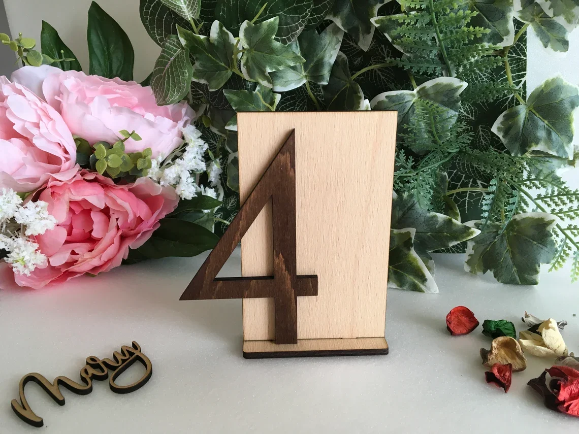 Factory Sale Custom UV Printing Engrave Wooden Sign Any Shape Any Thickness Laser Cutting Service Wedding Table Numbers