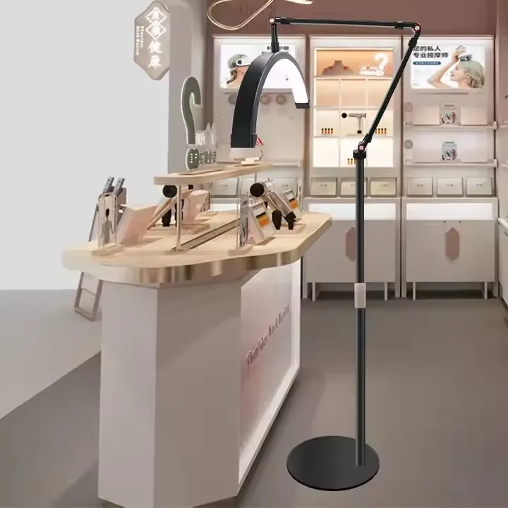 Half Ring Levatating Horizon Light With Phone Holder Moon Standing Ring Light 20W 3 Color Facial Moon Light With Stand for lash