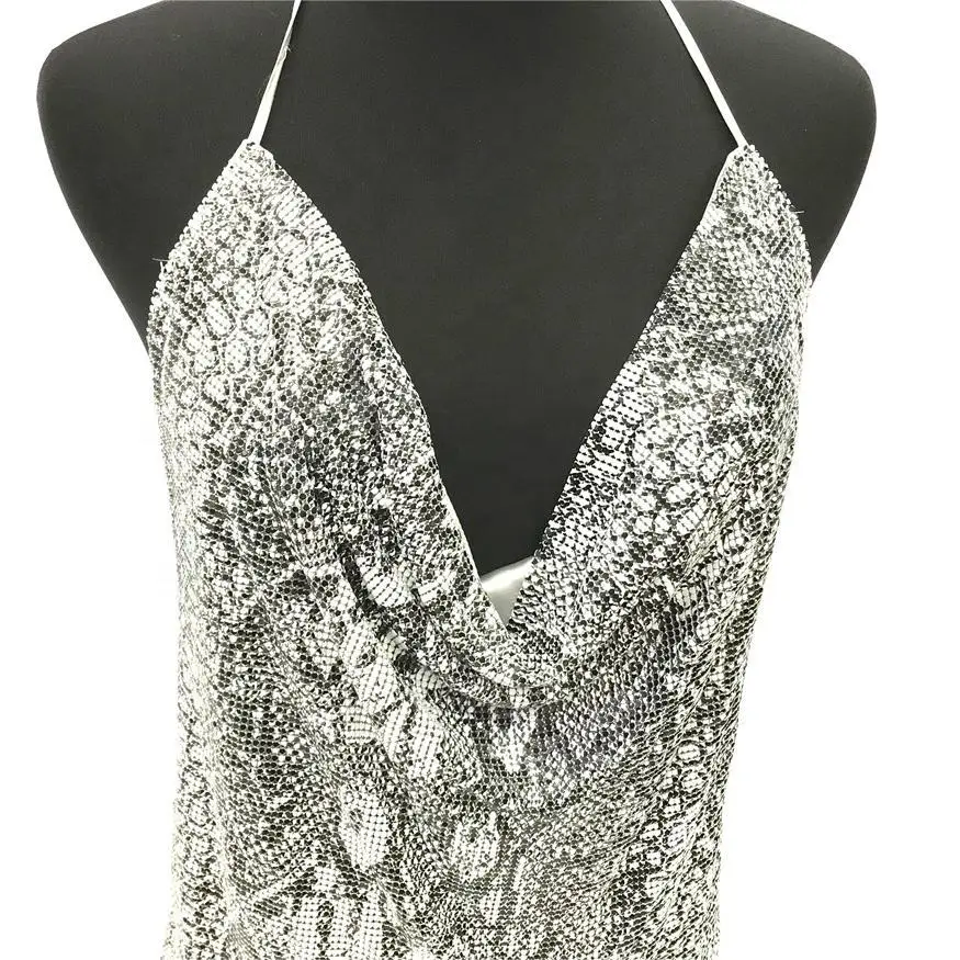 factory supply Wholesale Body Chain Jewelry Party Dress clubwear Sexy Metal Chain Dresses Aluminum metal mesh dress