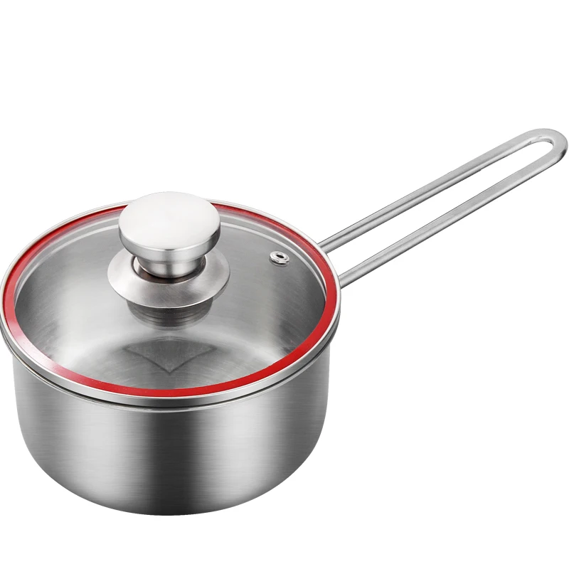 Milk pot 316 stainless steel cooking pots 16 18cm milk soup pot with glass lid