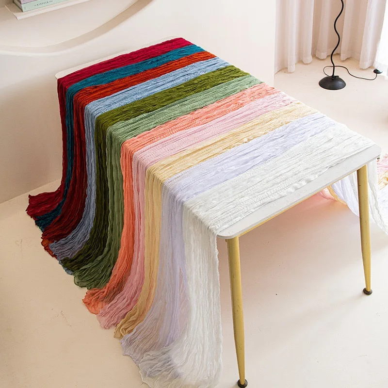 Table Mariage Purple Tabes Table Runner Luxury Plain Color Wide Blush Pink Chiffon Table Runner For Wedding