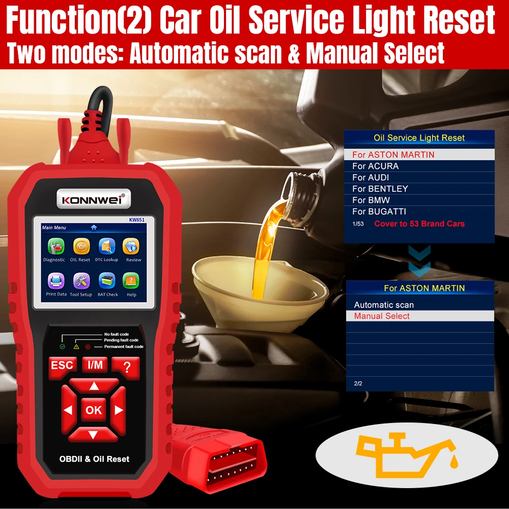 New Version OBD2 Car Engine Trouble Codes Diagnostic Tool with Oil Reset Function KW851