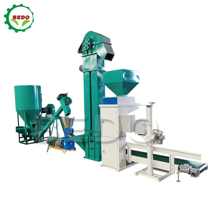 1 Ton Per Hour Cattle Chicken Feed Production Line/Pellet Mill For Animal Feeds/Poultry Feed Crusher And Mixer