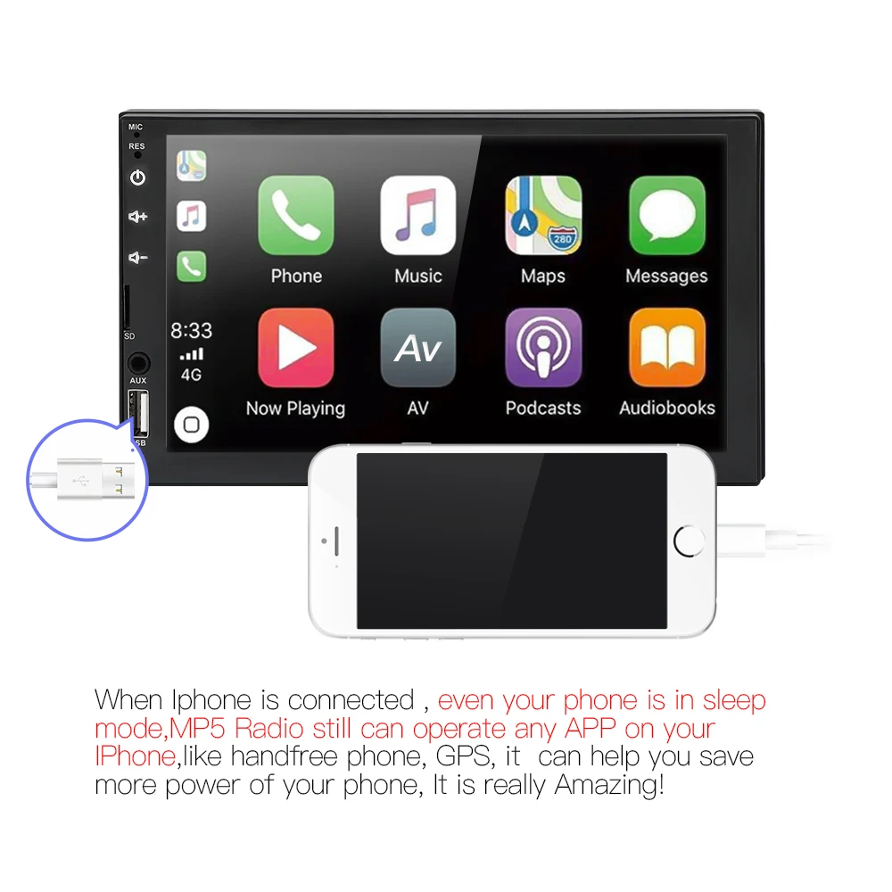 7inch HD1080P TWO DIN CAR MP5 with Mirror link