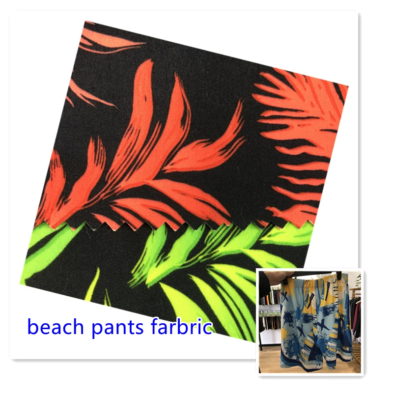 75D*150D 100%P micro peach fabric for beach pants waterproof printed fabric
