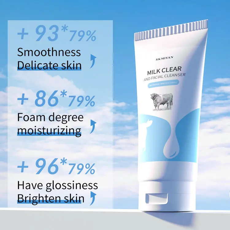 10pcs OEM your logo Deeply cleaning Face Wash Cleanser Milk Gently Cleansing Amino Acid  Facial Cleanser