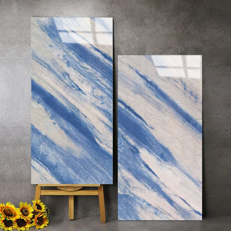 Marble Design Special Blue Color Polished Glazed Full Body Glossy Porcelain 600x1200 Wall and Floor Tiles