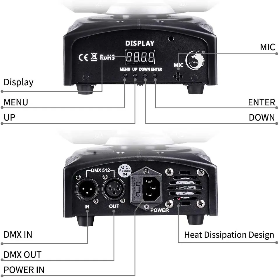  U`King 50w Gobo Black Shell Stage Light Remote Shaking Head LED DMX Dj Disco