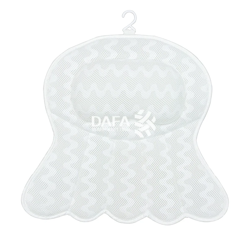Washable bathtub pillow bathroom suction cup pillow 3D mesh bath pillow spa headrest