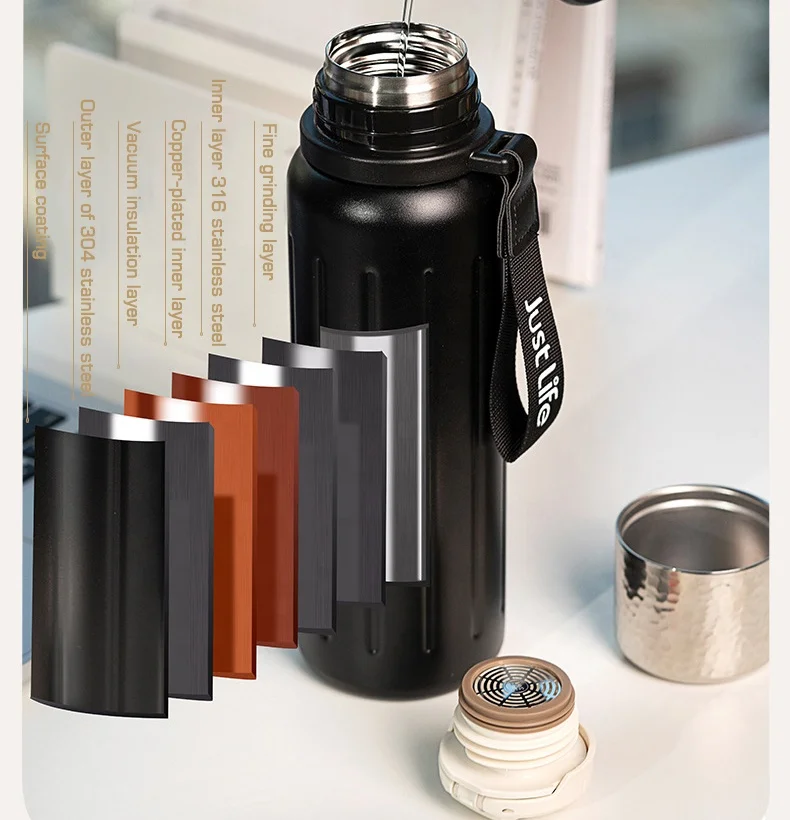 Factory Custom Stainless Steel Water Bottle Strainer Filter Vacuum insulated Cup Mug Double Wall Vacuum Outdoor Hiking Bottle