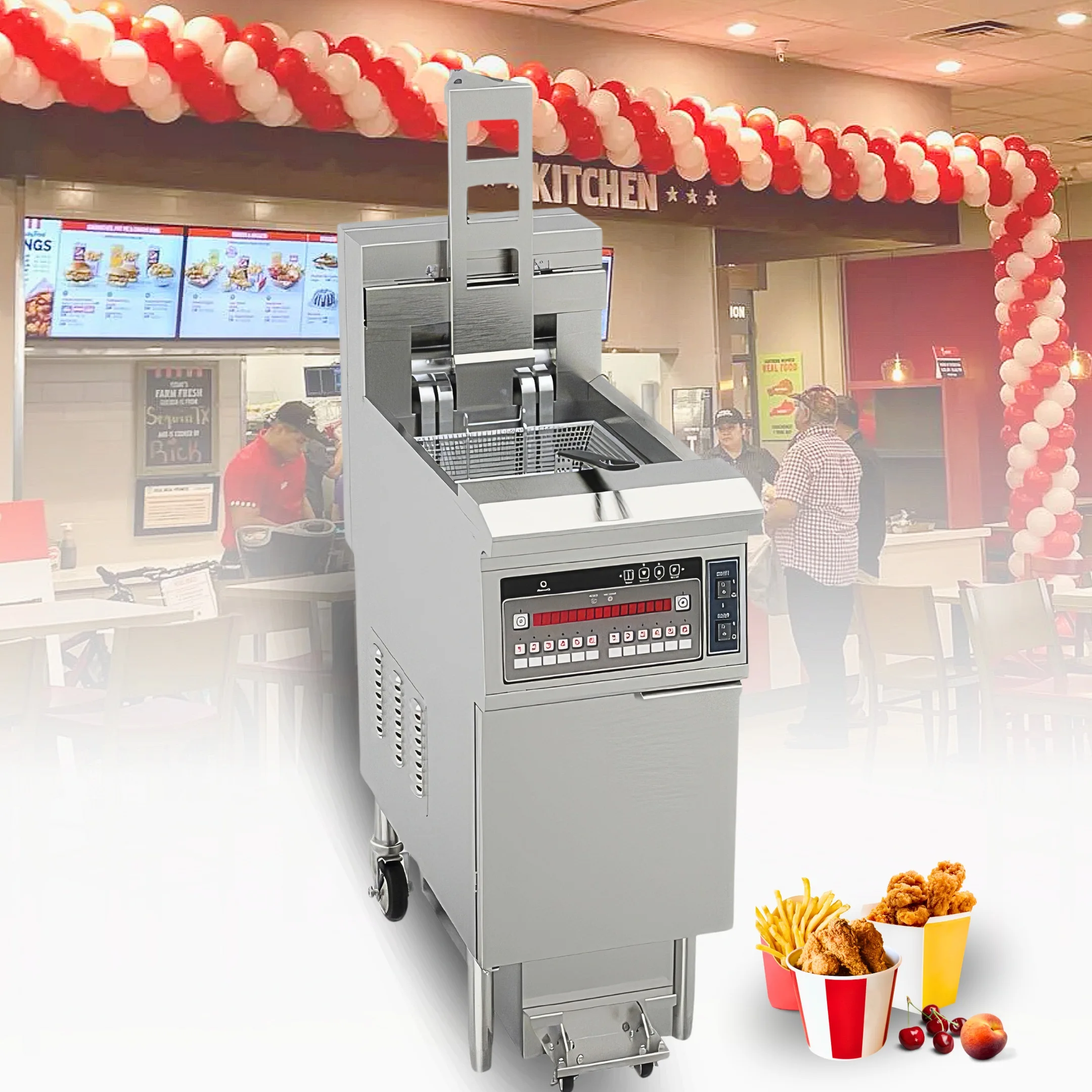 Big Discount Smokeless Commercial Auto Lift Chicken Reduces Cooking Time Kfc Fryer With Ce Certificate